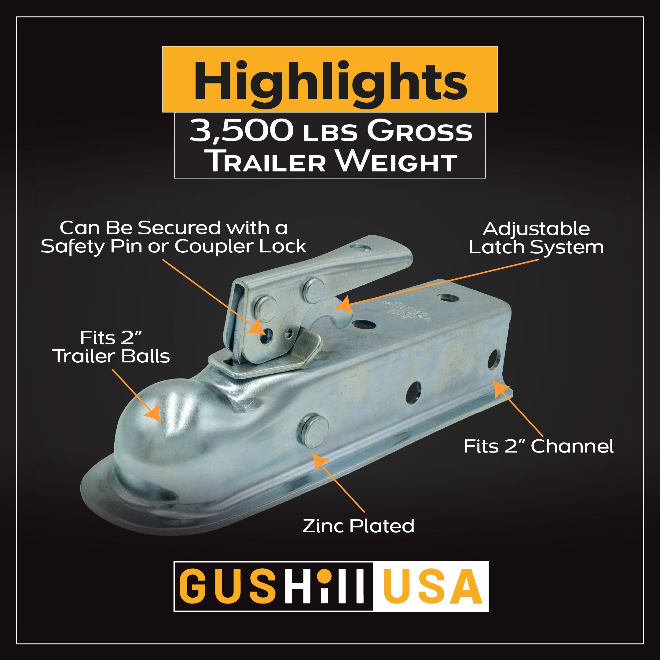 Trailer Coupler for 2" Ball 2" Channel- GH25153
