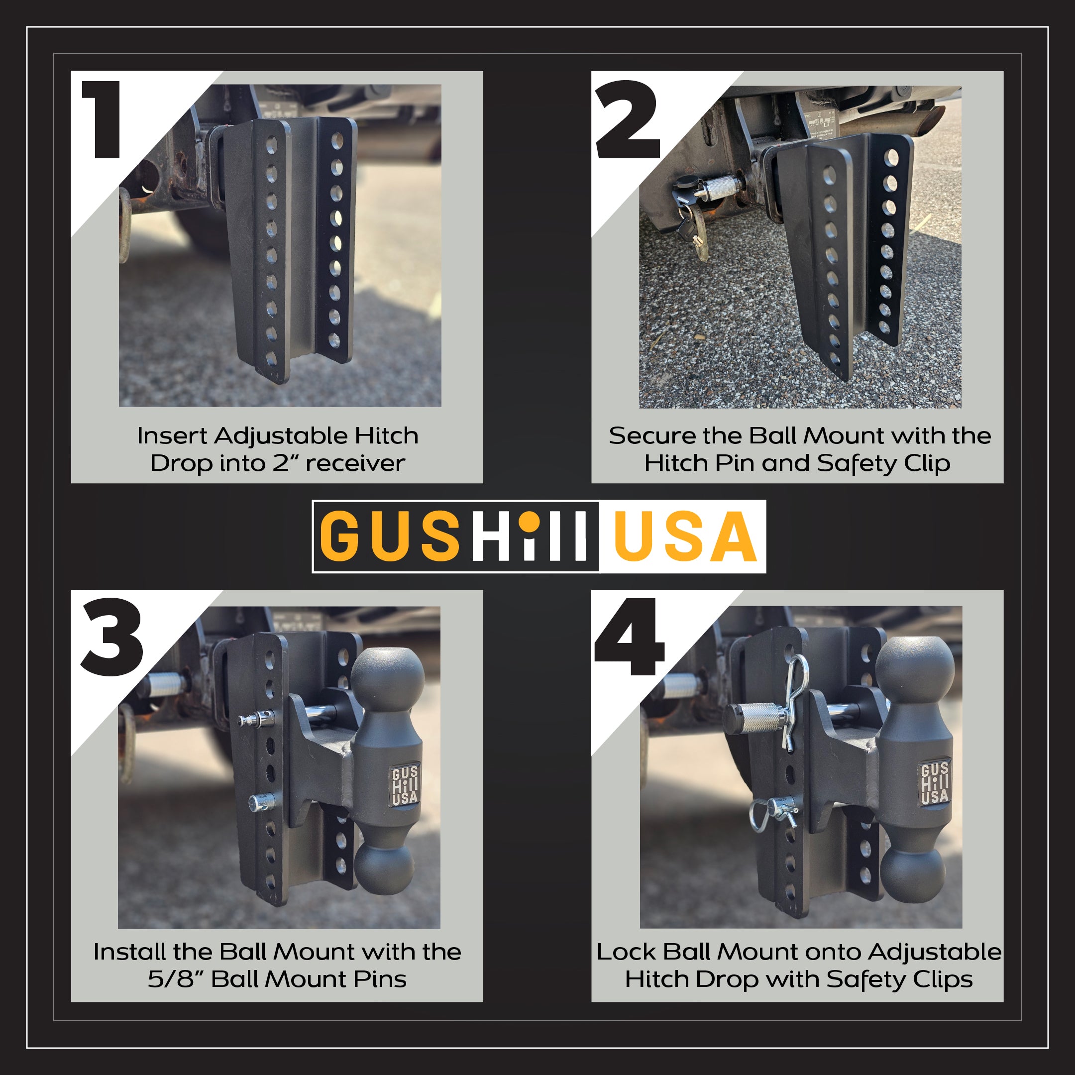 Complete Hitch Kit for 3" Receiver with Dual Ball (7" drop)-GHC3337