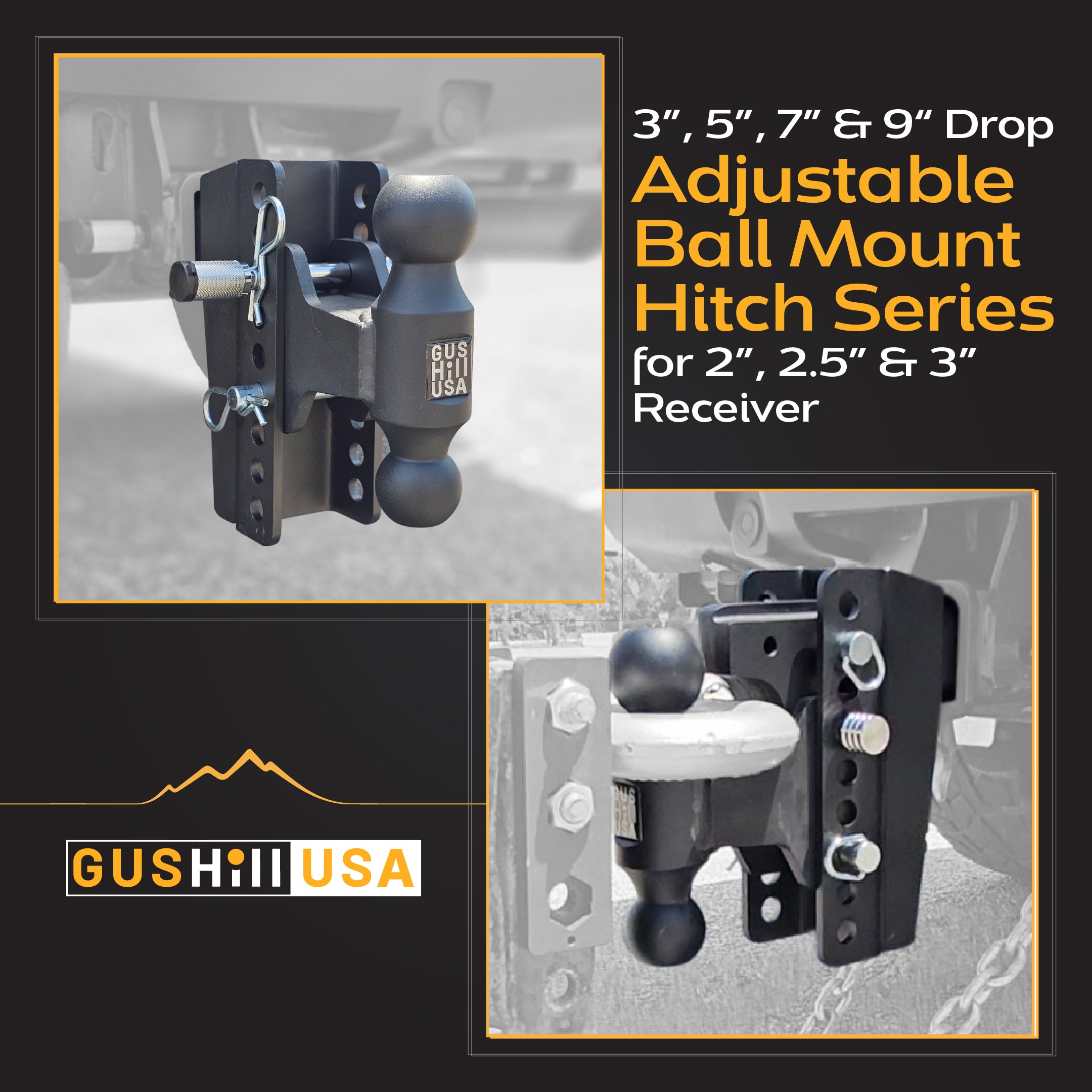 Complete Hitch Kit for 3" Receiver with Dual Ball (7" drop)-GHC3337